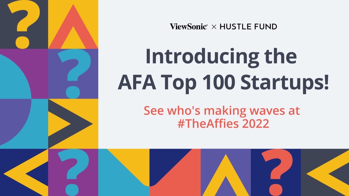 Top 100 announcement — 'Introducing the AFA Top 100 Startups.'