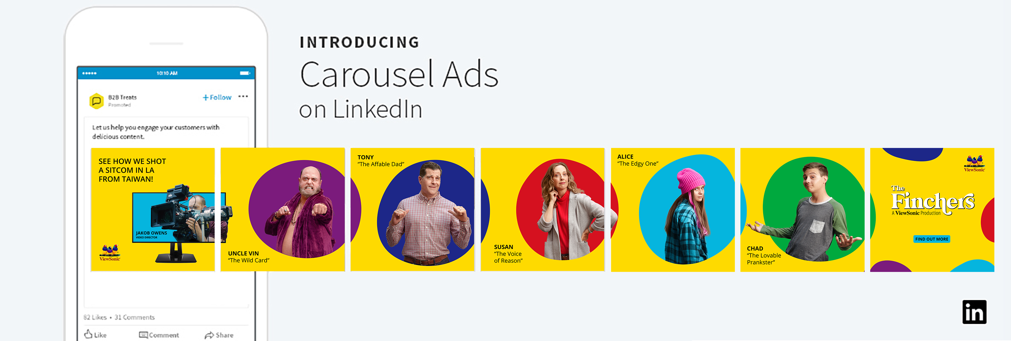 Meet the Finchers — LinkedIn carousel layout.
